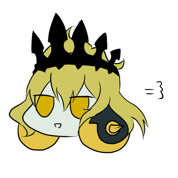 bad_id, black_rock_shooter, blonde_hair, chariot_(black_rock_shooter), crown, luckyfive, pale_skin, parody
