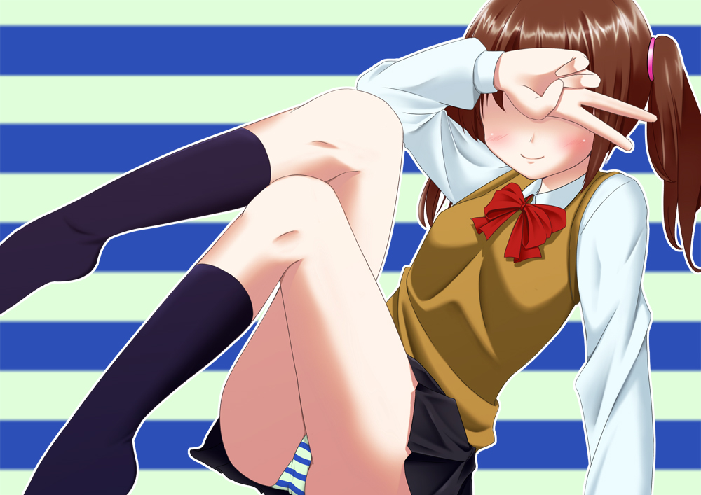 brown_hair, covering, covering_eyes, covering_face, danshi_koukousei_no_nichijou, footwear, hakui_ami, panties