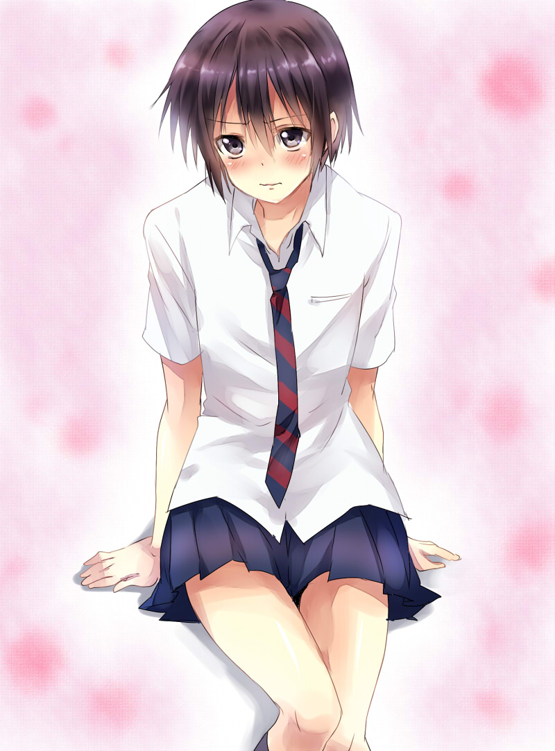 bad_id, black_hair, blush, crossdressinging, danshi_koukousei_no_nichijou, grey_eyes, male, maruki_(punchiki)