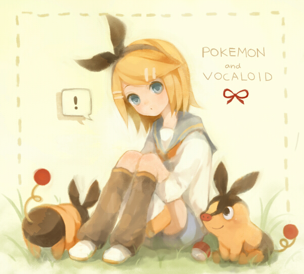 1girl, blonde_hair, blue_eyes, crossover, grass, hair_ornament, hairband, hairclip