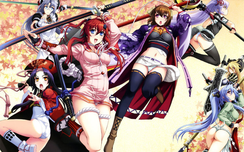 gotou_matabei, hattori_hanzou_yoshinari, hyakka_ryouran_samurai_girls, naoe_kanetsugu, sanada_yukimura_(hyakka_ryouran), tokugawa_sen, yagyuu_juubei