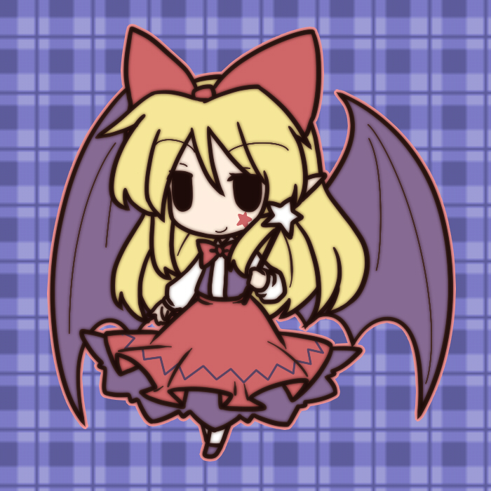 1girl, blonde_hair, chibi, dress, elis_(touhou), fushigi_ebi, long_hair, outline