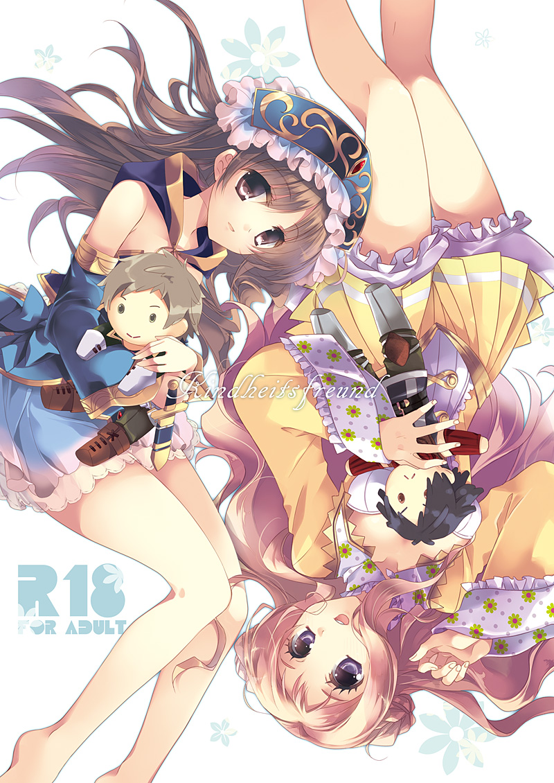 atelier_(series), atelier_meruru, atelier_totori, barefoot, blonde_hair, blue_dress, blue_eyes, brown_eyes