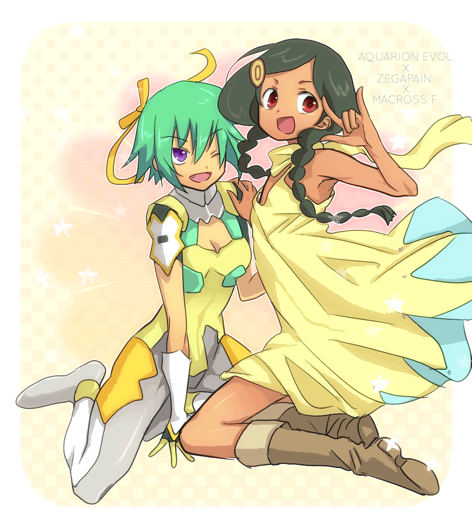 aquarion_(series), aquarion_evol, bare_shoulders, black_hair, bodysuit, boots, braid, cosplay