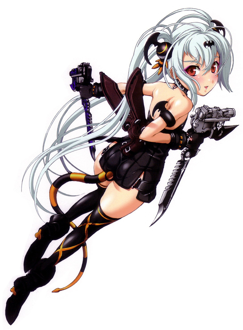 1girl, alice_(queen's_gate), alice_faye, armlet, bare_shoulders, black_dress, black_gloves, black_legwear