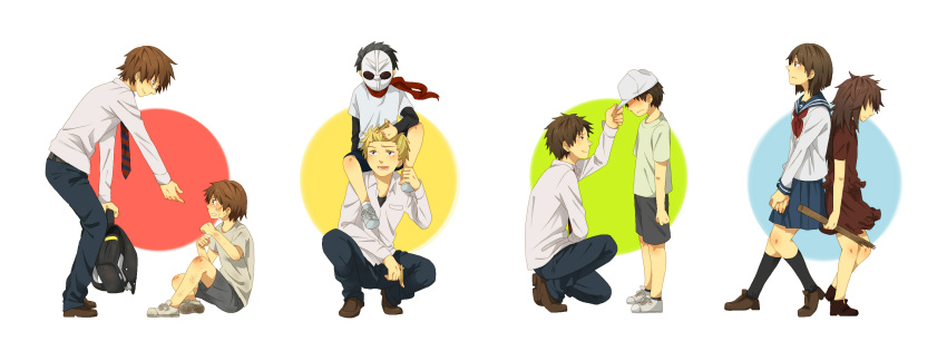 baseball_cap, black_hair, brown_hair, danshi_koukousei_no_nichijou, dark_persona, dual_persona, glasses, habara_(danshi_koukousei)