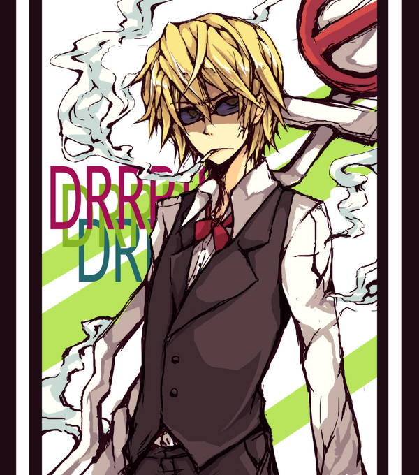 bad_id, blonde_hair, bowtie, cigarette, durarara!!, formal, heiwajima_shizuo, male