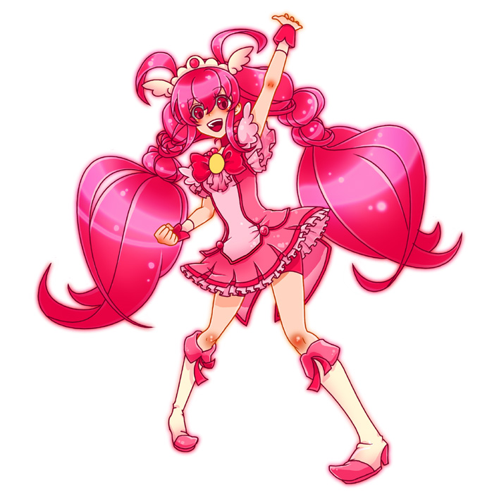 antenna_hair, arm_up, bike_shorts, boots, bowtie, brooch, choker, cure_happy