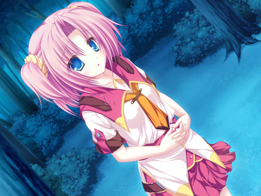 77, blue_eyes, game_cg, kazamai_sakura, pink_hair, seifuku, short_hair, whirlpool