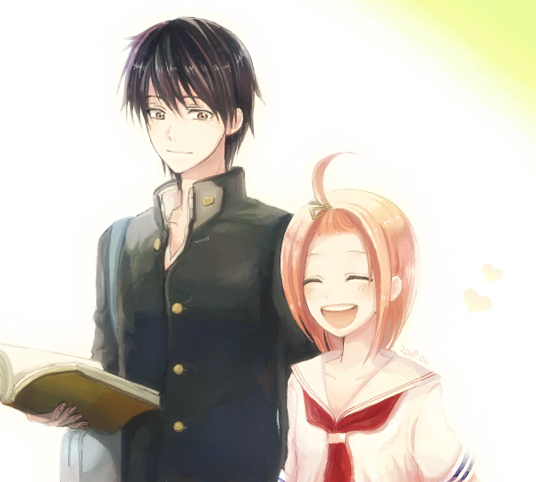 1girl, :d, ^_^, ak0130, black_hair, book, closed_eyes, eyes_closed