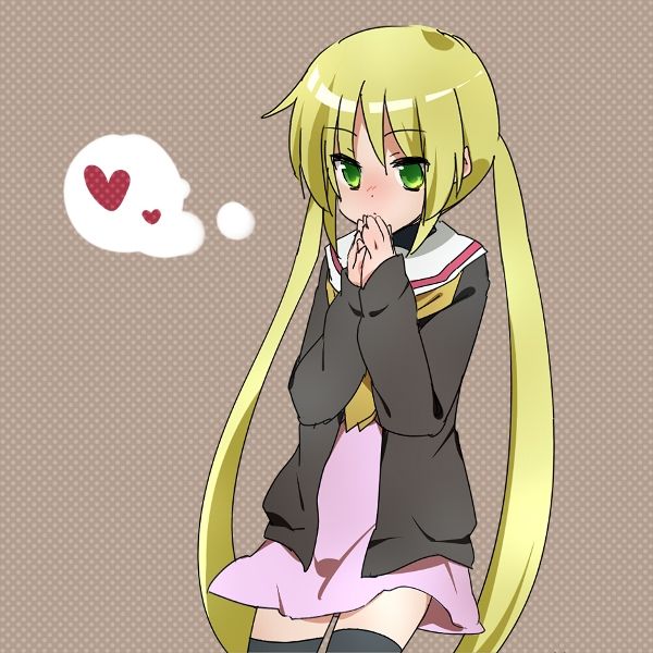 blonde_hair, blush, cardigan, green_eyes, hayate_no_gotoku!, heart, sanzen'in_nagi, sanzenin_nagi