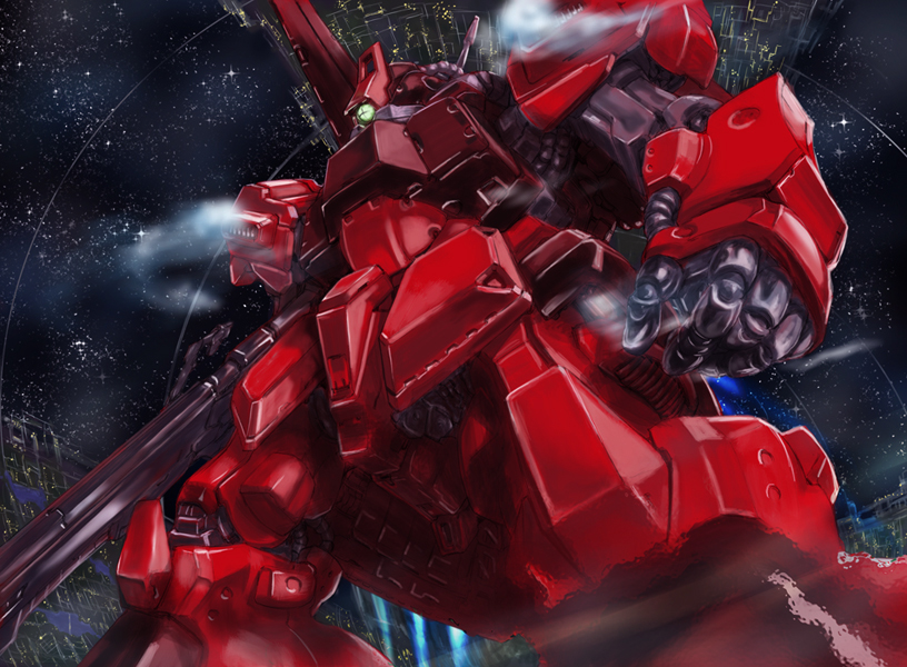 char_aznable, colony_interior, from_below, gundam, ishinarimaru_shouten, mecha, quattro_bajeena, rick_dias