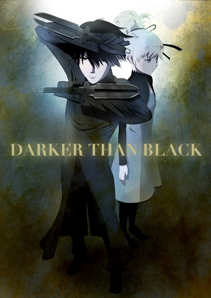1girl, black_hair, darker_than_black, dress, expressionless, gloves, hei, kamaboko_(km)