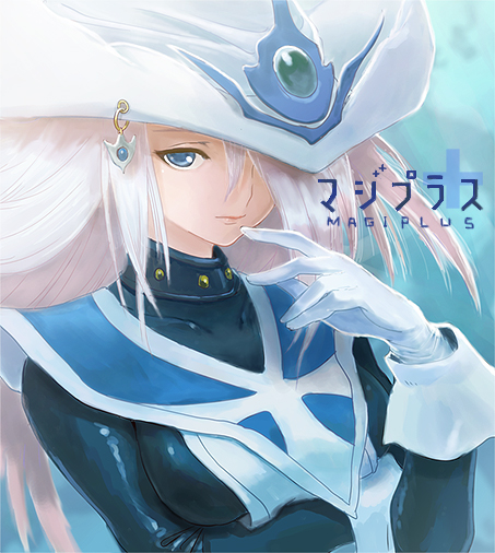 duel_monster, gloves, hair_over_one_eye, hat, love_plus, parody, silent_magician, silver_hair