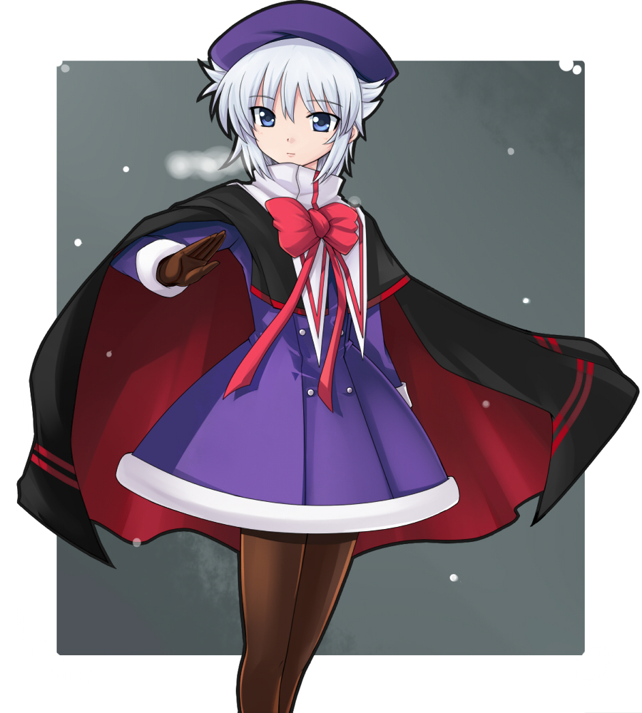 alice_soft, beret, blue_eyes, breath, cape, coat, daiteikoku, dress