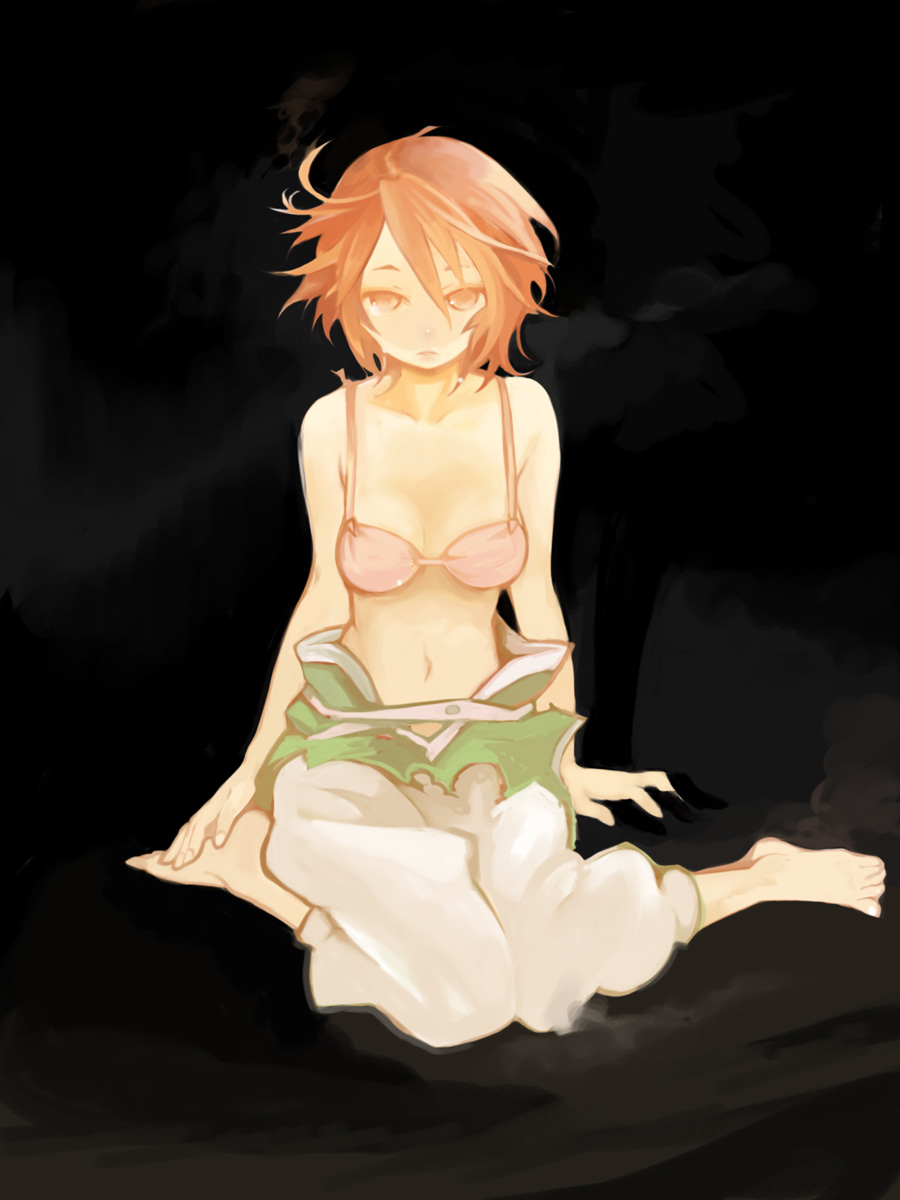 bikini_top, highres, kumiko_(ninny), messy_hair, navel, orange_eyes, orange_hair, revya_(female), short_hair, soul_cradle, soul_nomad