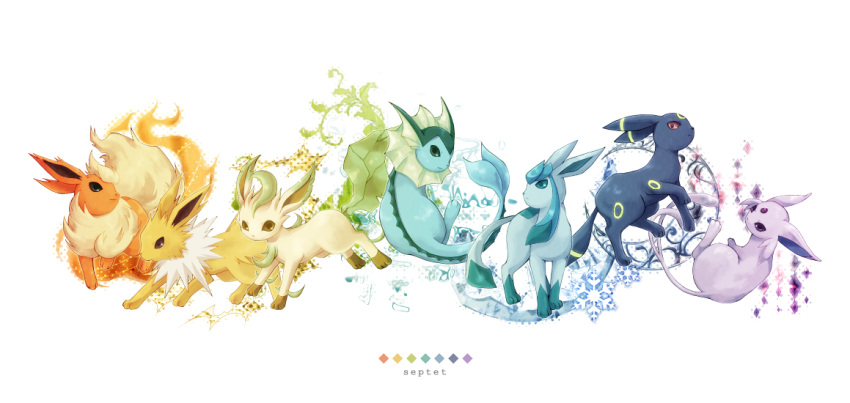 espeon, fire, flareon, glaceon, jolteon, kotori_(lycka), leaf, leafeon