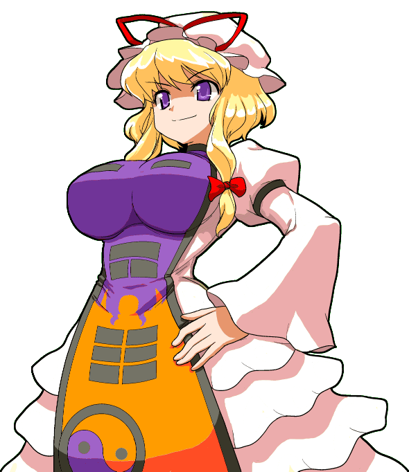 blonde_hair, breasts, dress, hat, large_breasts, mono_(moiky), payot, purple_eyes