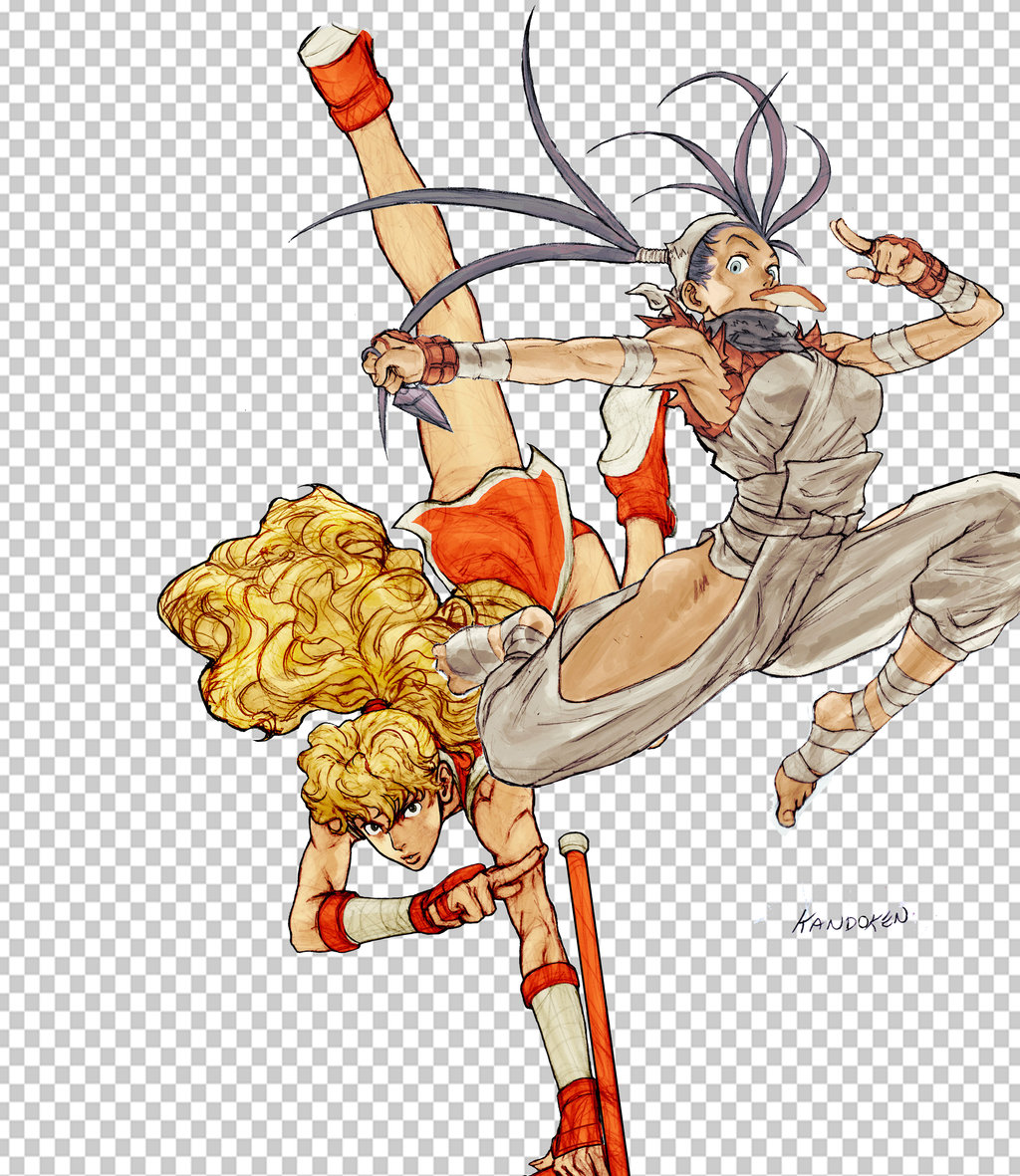 2girls, ankle_wraps, armpits, black_hair, blonde_hair, blue_eyes, breasts, capcom