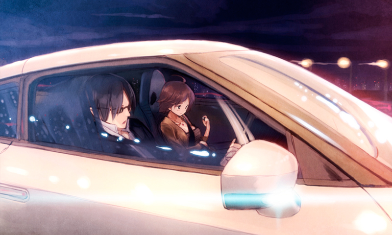 1girl, awakened_miki, brown_hair, car, driving, hoshii_miki, idolmaster, jewelry
