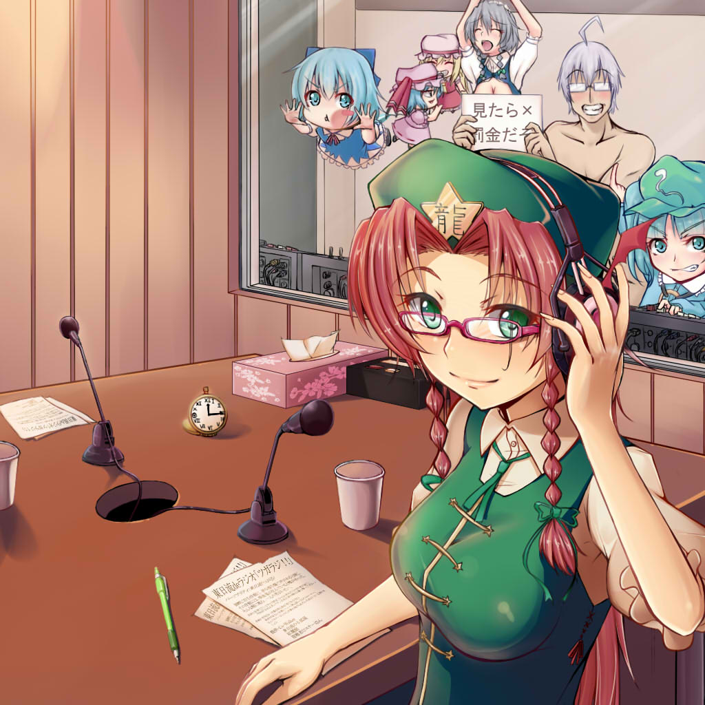 1boy, against_glass, ahoge, bespectacled, bow, braid, breasts, censored