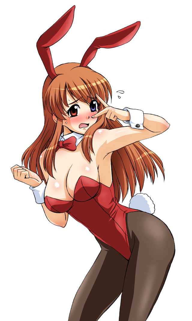 animal_ears, armpits, asahina_mikuru, breasts, bunny_ears, bunnygirl, bunnysuit, contact_lens