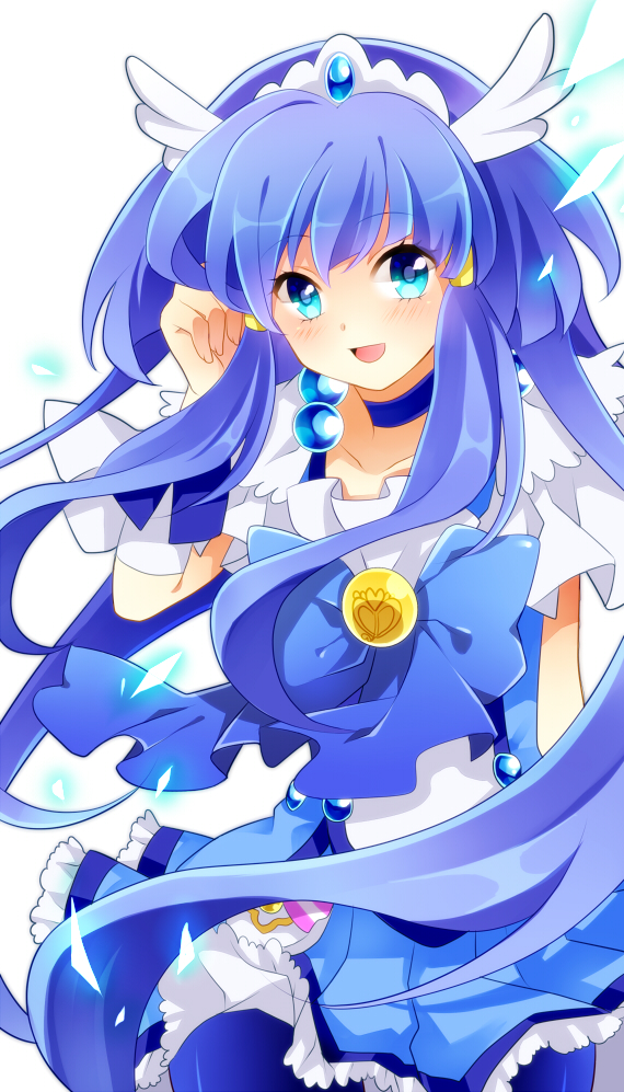 aoki_reika, bad_id, blue_dress, blue_eyes, blue_hair, bowtie, choker, cure_beauty