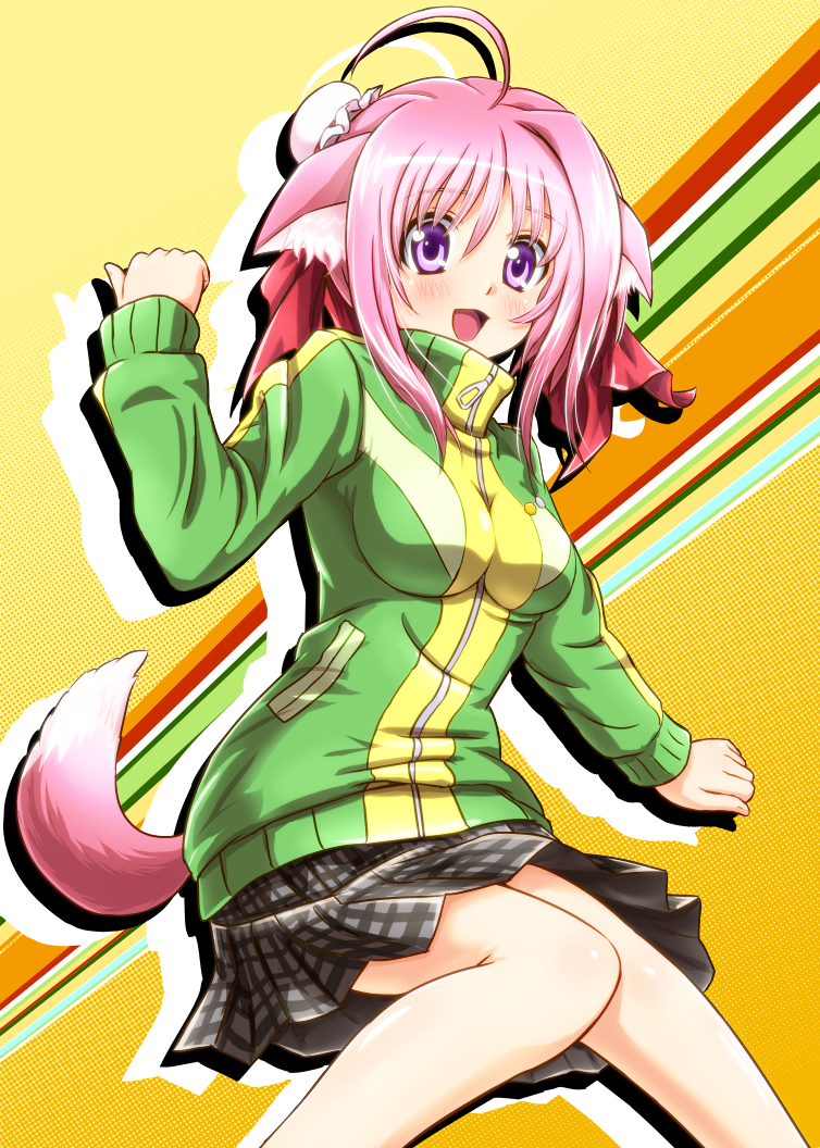 ahoge, animal_ears, blush, breasts, cosplay, diesel-turbo, dog_days, dog_ears