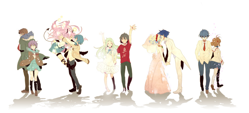 5girls, angel_beats!, ano_hi_mita_hana_no_namae_wo_bokutachi_wa_mada_shiranai, bad_id, character_request, clannad, couple, crossover