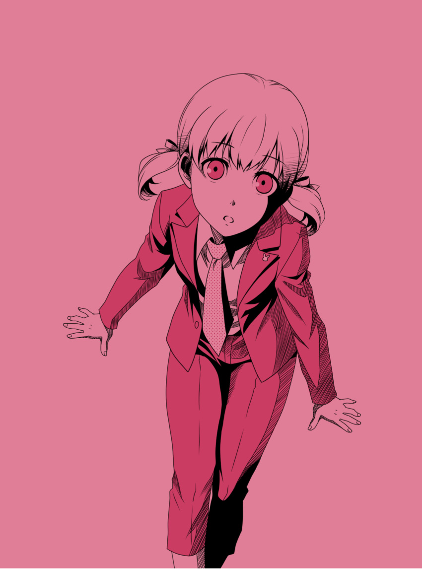 :o, doujima_nanako, formal, gintama, highres, looking_at_viewer, monochrome, necktie