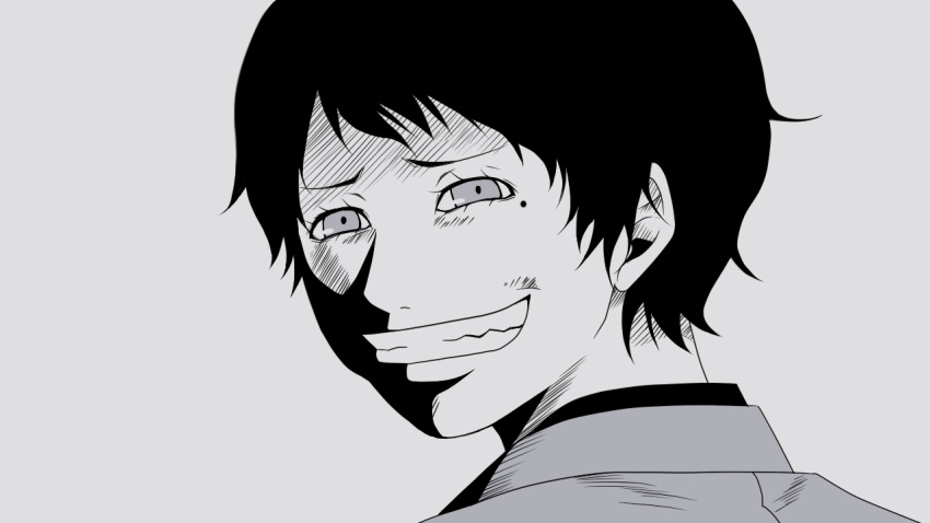 black_hair, face, formal, gintama, grey, grey_eyes, grin, kubo_mitsuo