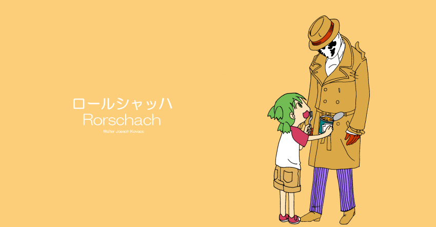 can, crossover, dc_comics, highres, koiwai_yotsuba, rorschach, wallpaper, watchmen