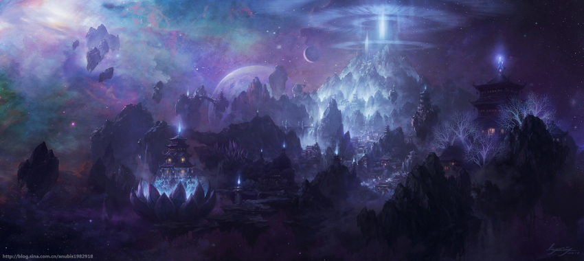anubis1982918, moon, purple, scenic, stars