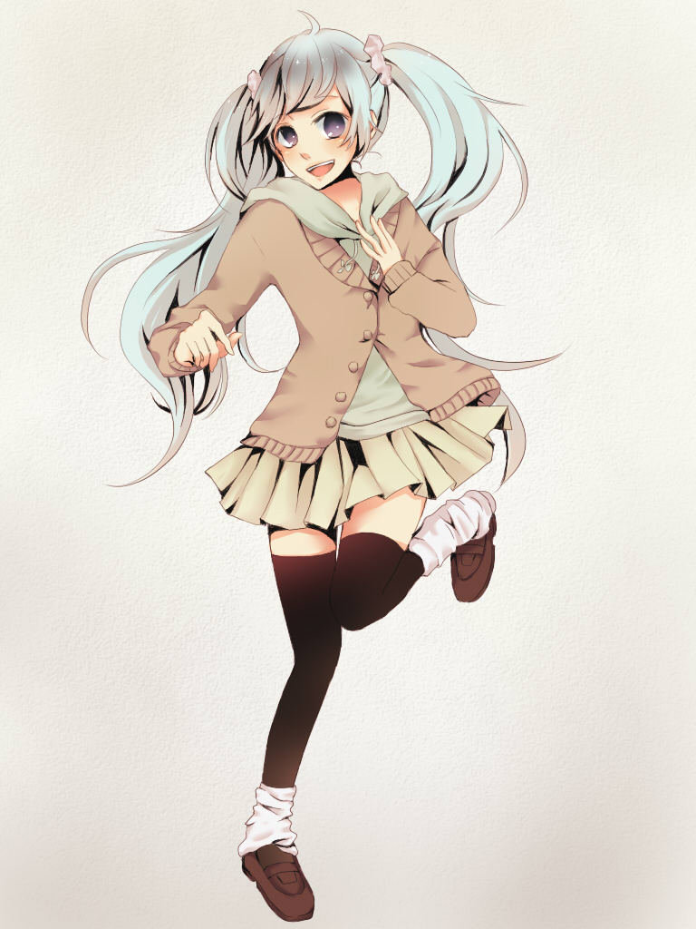 colored, daginin, hatsune_miku, long_hair, looking_at_viewer, skirt, smile, solo