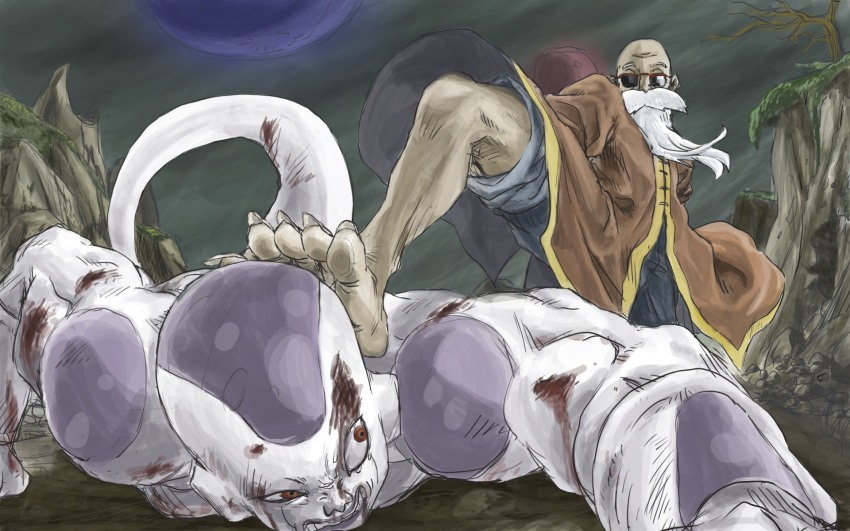 bear_(qma), beard, blood, dragon_ball, dragon_ball_z, epic, facial_hair, frieza