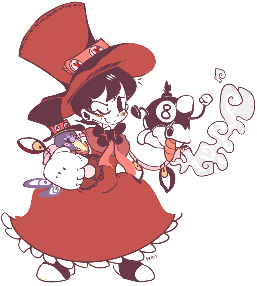 avery_(skullgirls), black_eyes, black_hair, bomb, george_the_bomb, gloves, hat, mechanical_arms