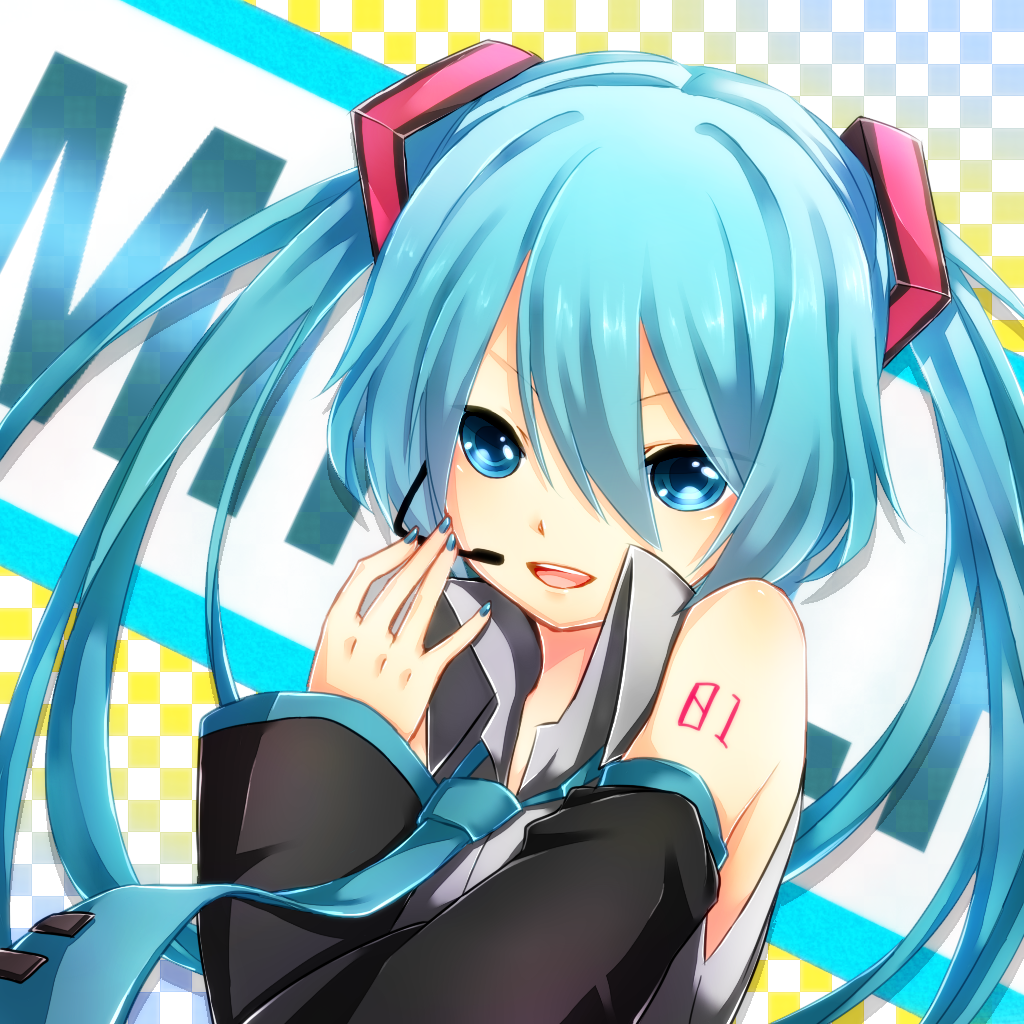 aqua_eyes, aqua_hair, detached_sleeves, hatsune_miku, long_hair, mil2, necktie, solo