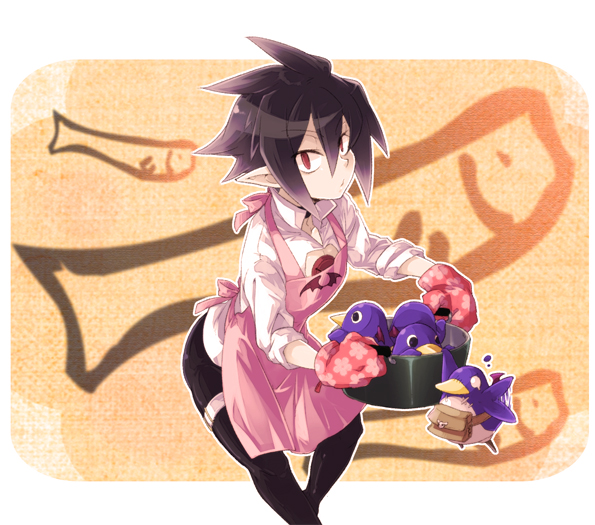 apron, bad_id, black_hair, disgaea, makai_senki_disgaea_4, male, mittens, pointy_ears