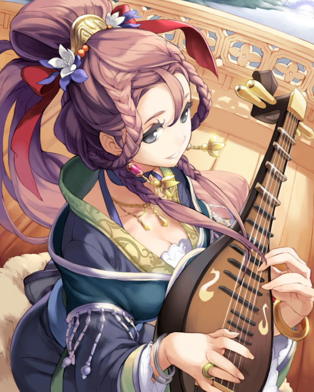 bangle, bracelet, braid, breasts, bridge, bushin_renkei_zero, cleavage, comet_(teamon)