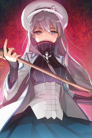 corset, eisenwane, grey_eyes, hat, holding, jacket, long_hair, lowres