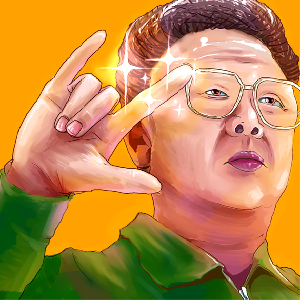 \m/, copyright_request, glasses, glint, heriki_(trkj), kim_jong-il, lips, male