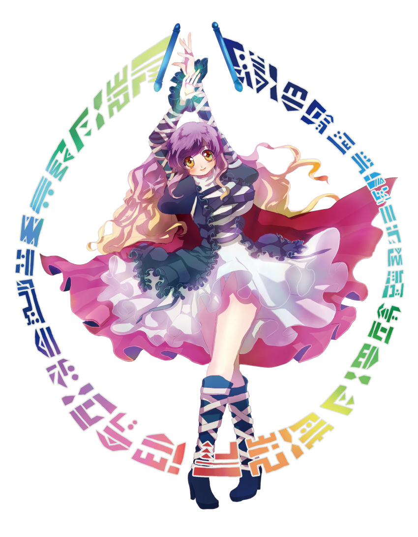 gradient_hair, highres, hijiri_byakuren, long_hair, mammypoko, multicolored_hair, panties, poko_(mammypoko), scroll, solo, touhou, transparent_background, underwear, yellow_eyes