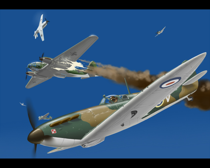 damaged, flying, he_111, letterboxed, military, military_vehicle, original, propeller