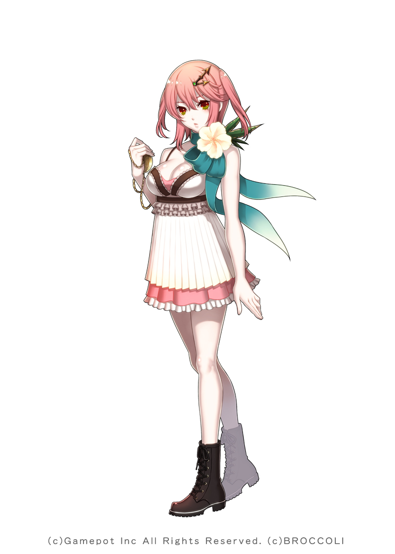 aquarian_age, aquarion_(series), boots, chemise, flower, hair_ornament, hairclip, miogrobin