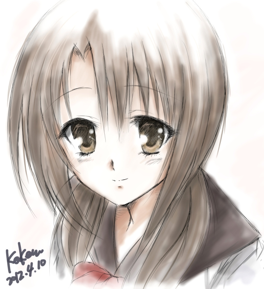 brown_hair, highres, hiramatsu_taeko, kem_kem, kore_wa_zombie_desu_ka?, school_uniform, serafuku, short_hair