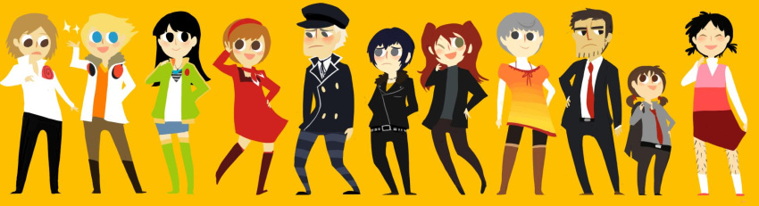 5girls, 6+boys, :d, :o, adachi_tooru, adachi_tooru_(cosplay), alternate_costume, amagi_yukiko