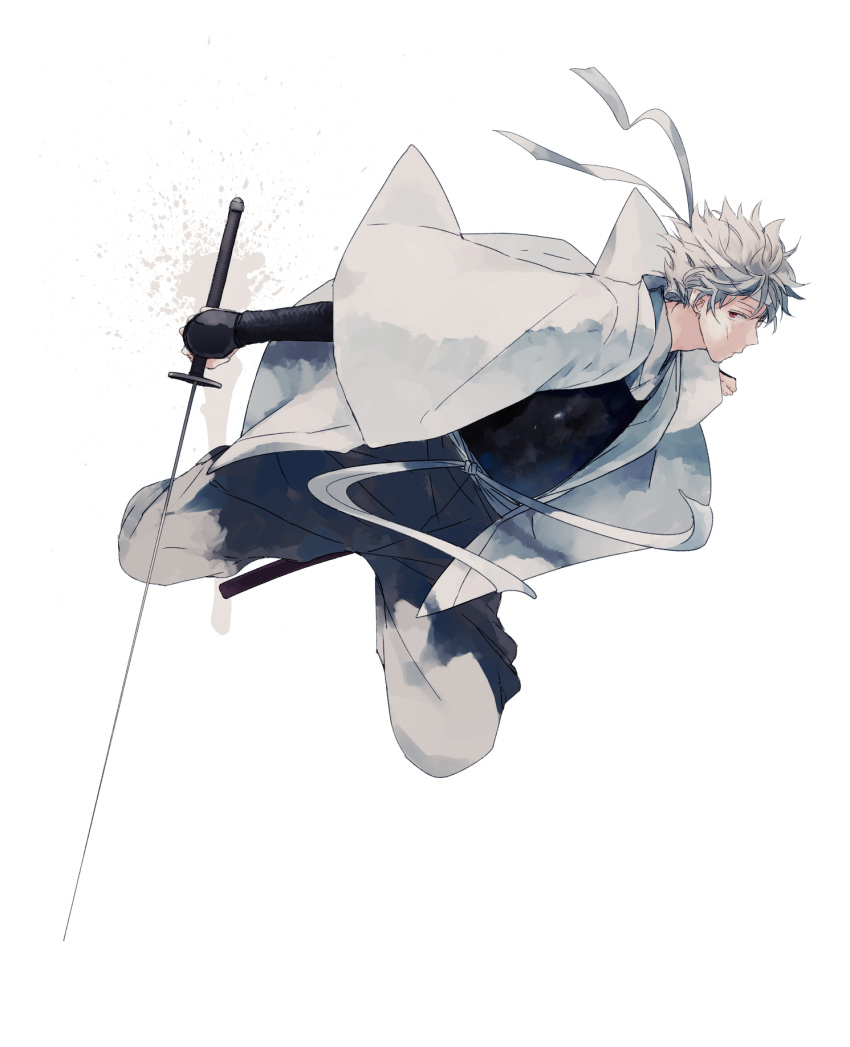 gintama, hakama, headband, highres, holding, japanese_clothes, joui, katana