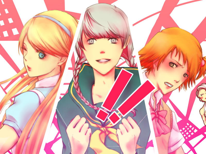 !!, 4boys, alice_(wonderland), alice_(wonderland)_(cosplay), alice_in_wonderland, all-out_attack, artist_request, black_eyes