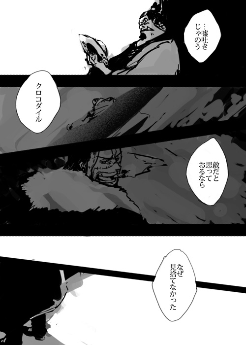comic, fur_coat, hat, jimbei, long_hair, male, monochrome, one_piece