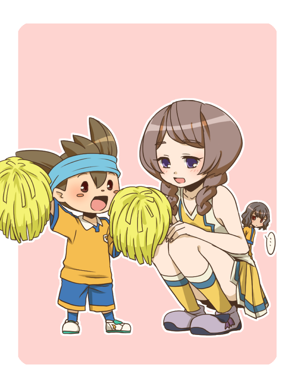 braid, brown_hair, cheerleader, inazuma_eleven, inazuma_eleven_(series), inazuma_eleven_go, izumi_kikaku, nishizono_shinsuke
